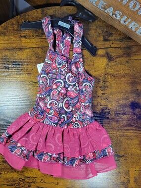 Eastside Collection Retro Paisley Pink Ruffle Sundress size small